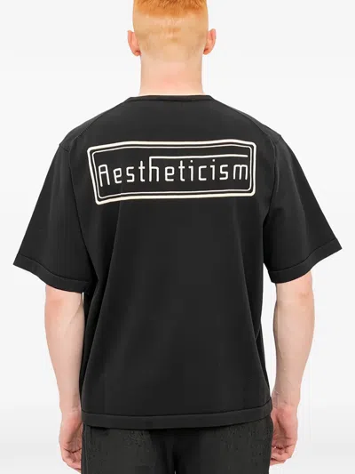 Devoa Print Knit T-shirt In Black