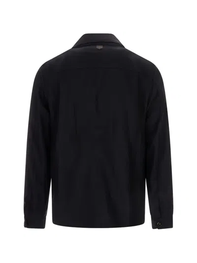 Canali Multi-pocket Shirt Jacket In Black