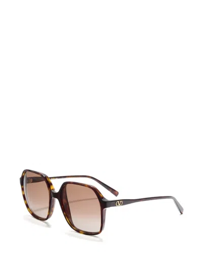 Valentino Rectangular Acetate Sunglasses In Pink