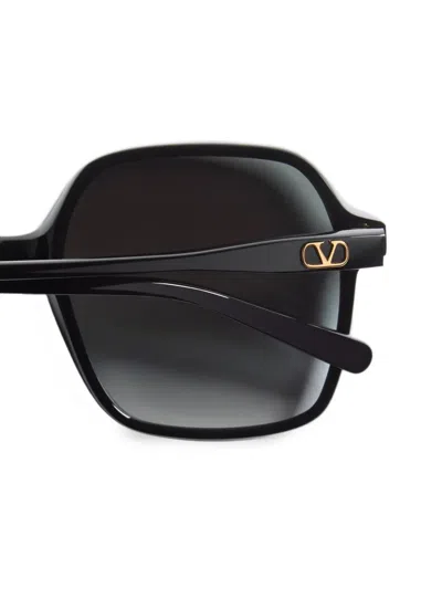 Valentino Rectangular Acetate Sunglasses In Pink