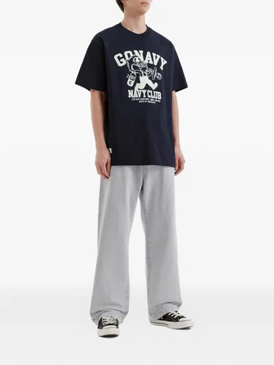 Chocoolate Graphic-print Logo-patch T-shirt In Blue