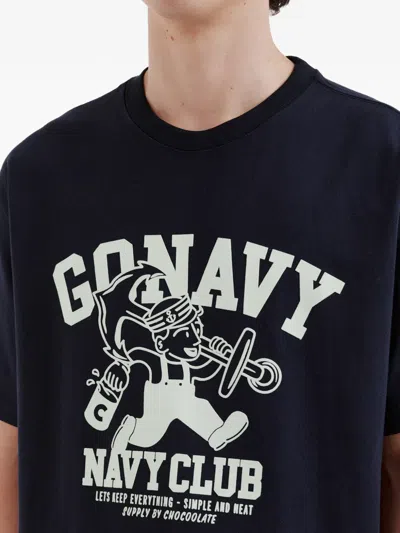 Chocoolate Graphic-print Logo-patch T-shirt In Blue