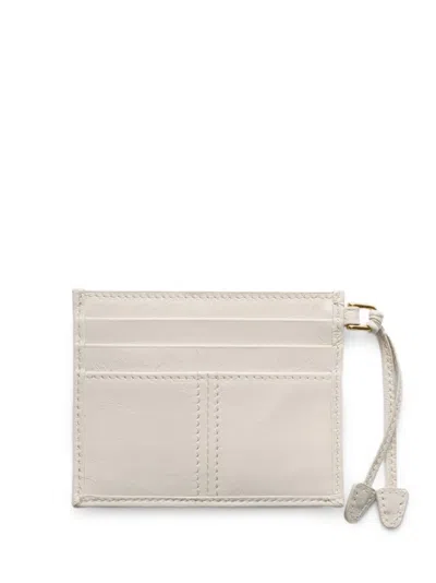 Prada Leather Card Holder In Neutral