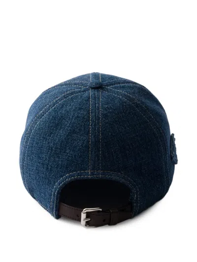 Prada Denim Baseball Cap In Gold
