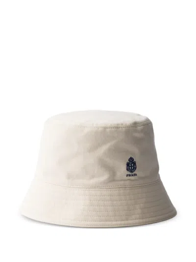 Prada Mens Neutral Old Gabardine Cotton Bucket Hat In Neutral