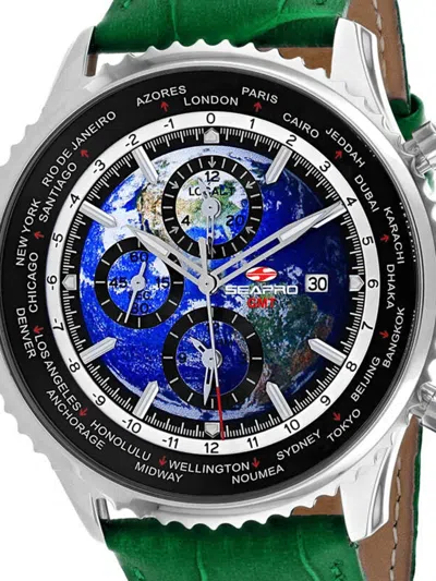 Seapro Meridian World Timer Gmt 47mm Watch In Blue