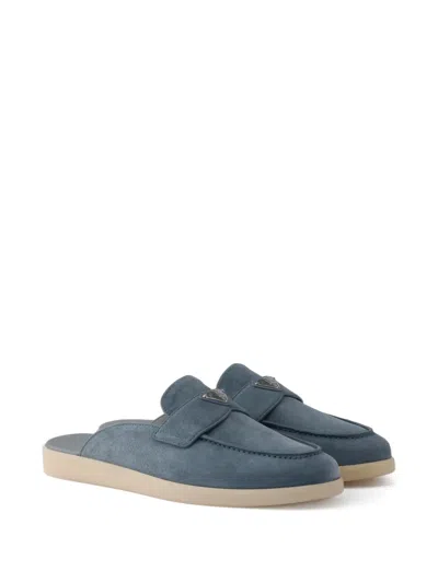 Prada Suede Mules In Blue