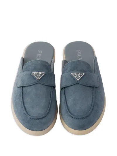 Prada Suede Mules In Blue