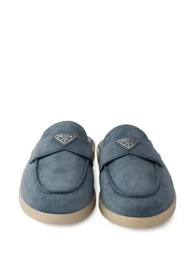 Prada Suede Mules In Blue