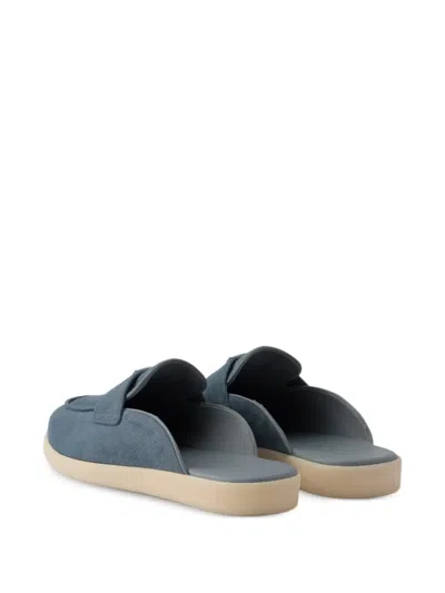 Prada Suede Mules In Blue