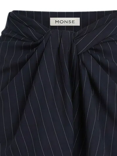 Monse Pinstripe-pattern Twisted Shorts In Blue