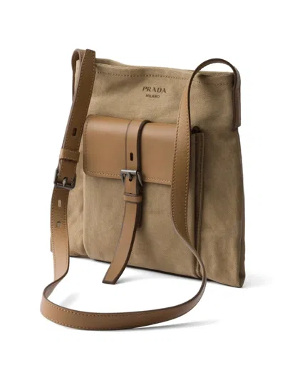 Prada Route Canvas And Leather Shoulder Bag In Pattern