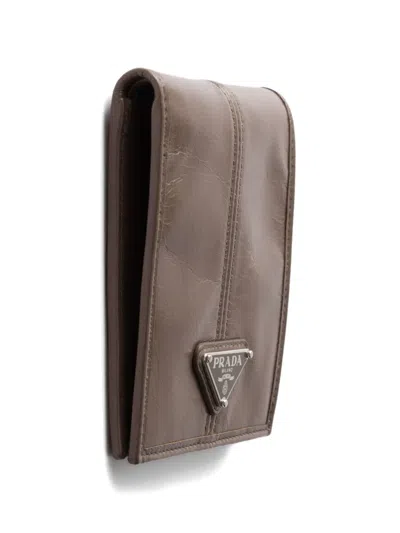 Prada Leather Wallet In Brown