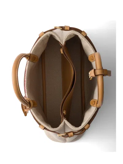 Prada Buckle Medium Canvas And Leather Handbag In Multi