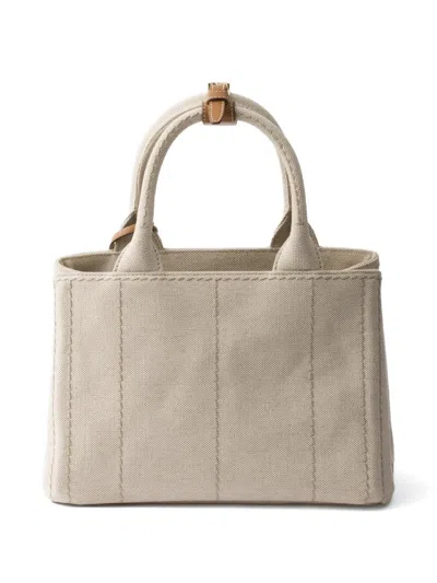 Prada Jardini Re Small Cotton Canvas Bag In Red