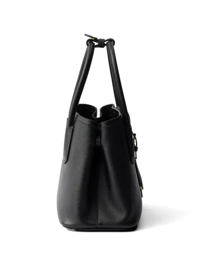 Prada Double Small Saffiano Leather Bag In Black