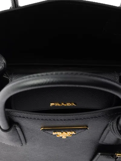 Prada Double Small Saffiano Leather Bag In Black