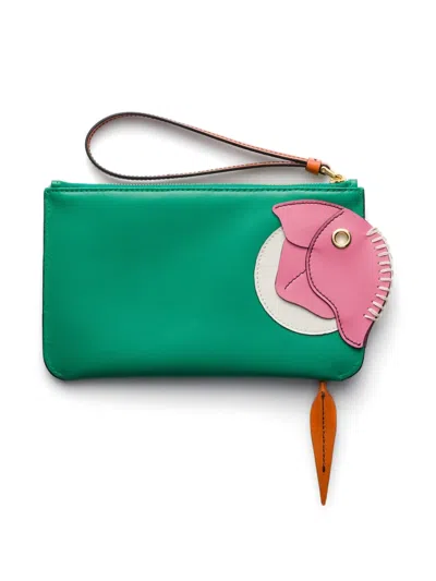 Prada Leather Zipper Pouch In Red