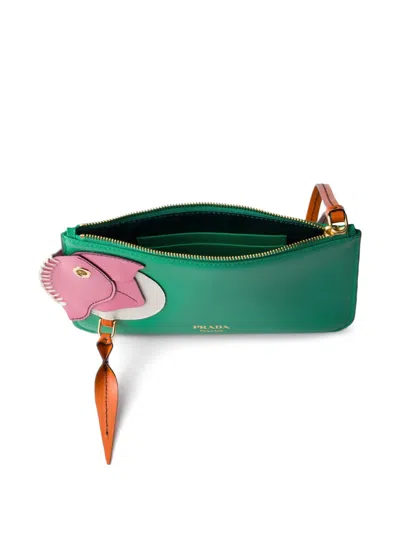 Prada Leather Zipper Pouch In Red