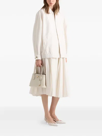 Prada Silk Faille Blouson Jacket In Neutral