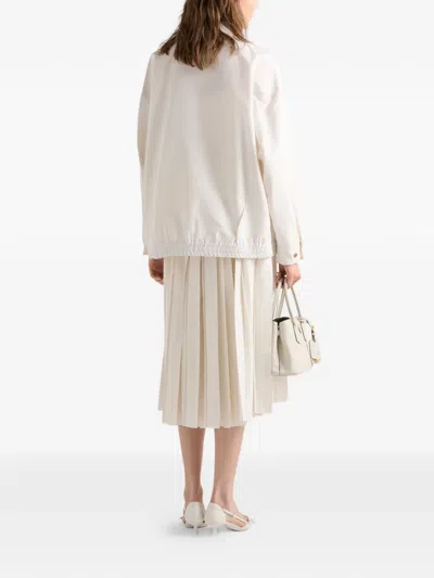 Prada Silk Faille Blouson Jacket In Neutral