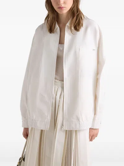 Prada Silk Faille Blouson Jacket In Neutral