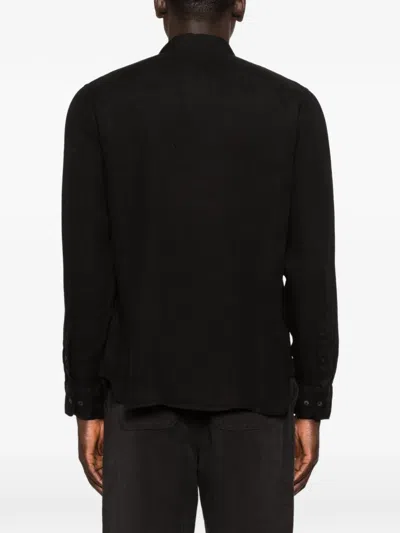 120% Lino Long-sleeve Button-up Shirt In Black
