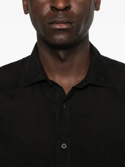 120% Lino Long-sleeve Button-up Shirt In Black