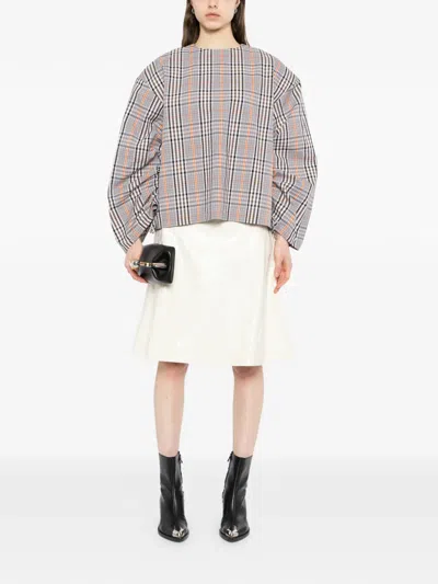 A.w.a.k.e. Checked Drawstring-sleeve Blouse In Multi