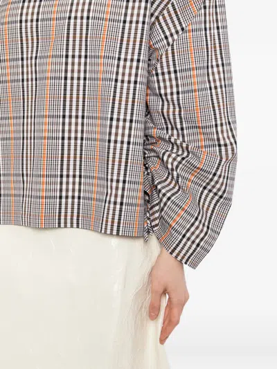 A.w.a.k.e. Checked Drawstring-sleeve Blouse In Multi
