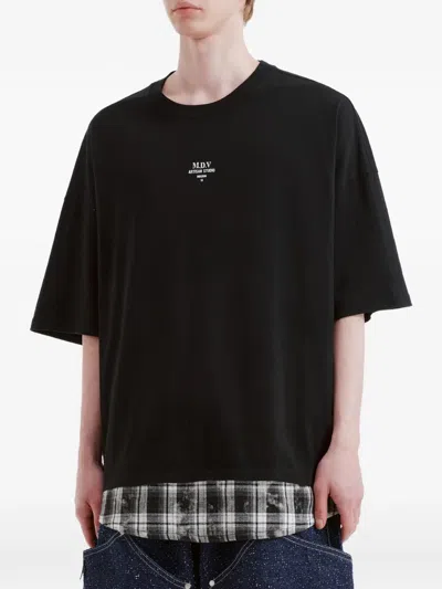 Musium Div. Layered-effect Logo-print T-shirt In Black