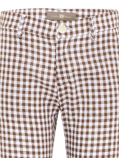 Little Bear Gingham-check Trousers In Multi