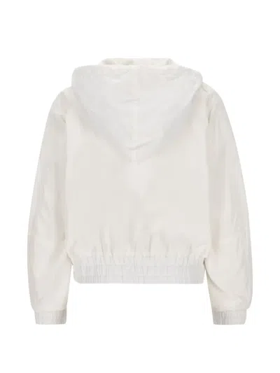 Fendi White Technical Viscose Bomber Jacket In White