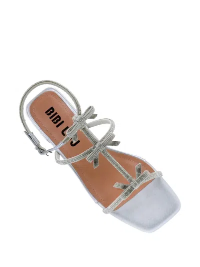 Bibi Lou Poline Crystal-embellished Bow Sandals In Silver