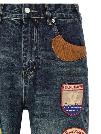 Found Patchwork Straight-leg Jeans In Blue