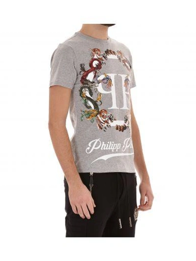 Shop Philipp Plein Animals Tshirt In Grey Melange