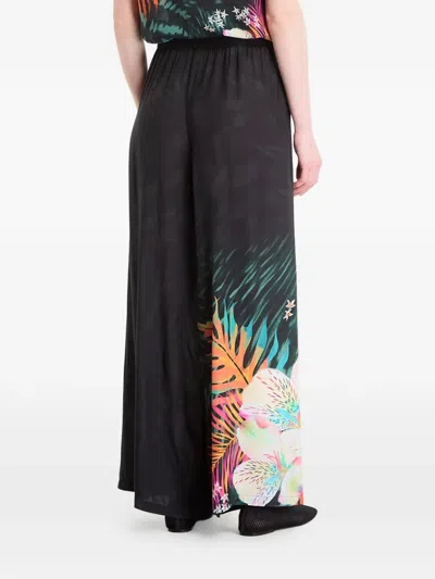 Desigual Tropical Fluid Palazzo Pants In Black
