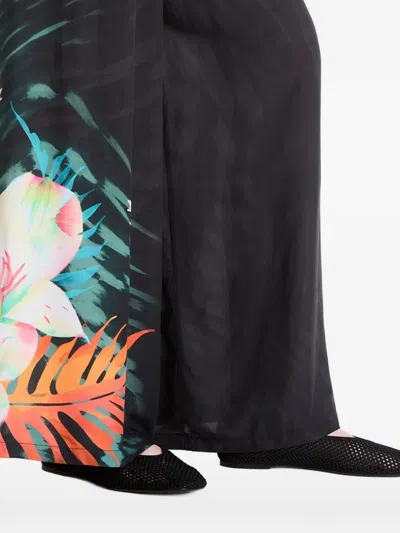 Desigual Tropical Fluid Palazzo Pants In Black