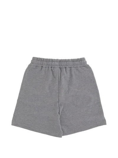 Msgm Logo-print Drawstring Shorts In Gray