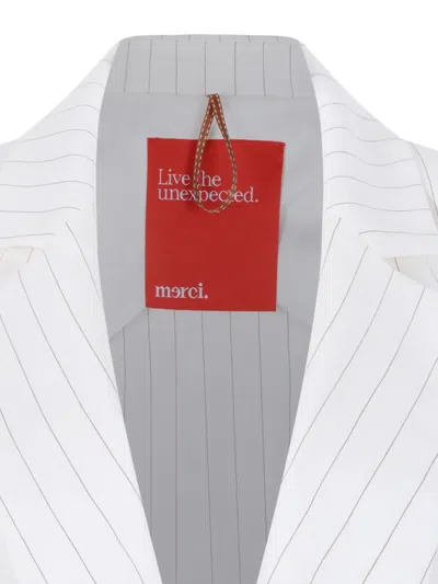 Merci Pinstripe-pattern Single-breasted Blazer In White