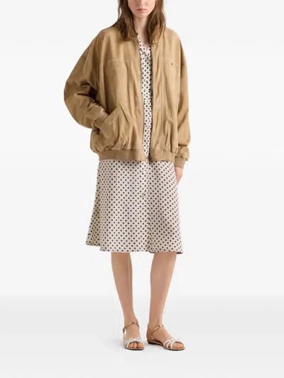 Prada Suede Jacket In Brown
