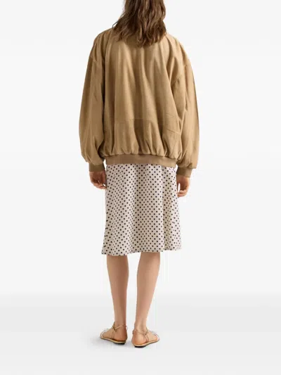 Prada Suede Jacket In Brown