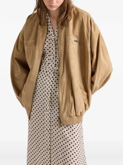 Prada Suede Jacket In Brown
