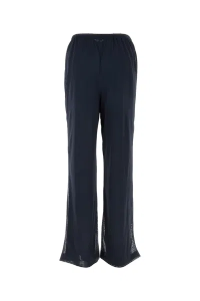 Ferragamo Navy Blue Polyester Pant In Blue