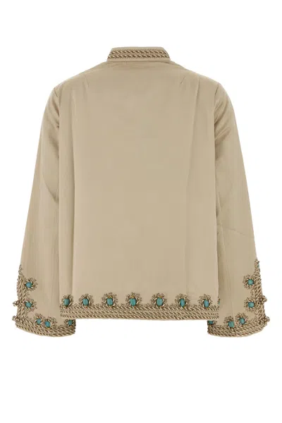 Bode Sand Satin Jacket In Brown