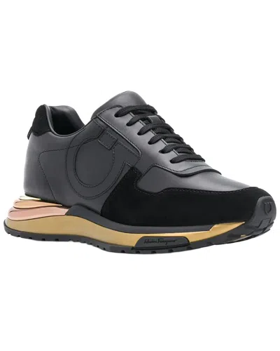 Ferragamo Brooklyn Low-top Leather Sneaker In Gray