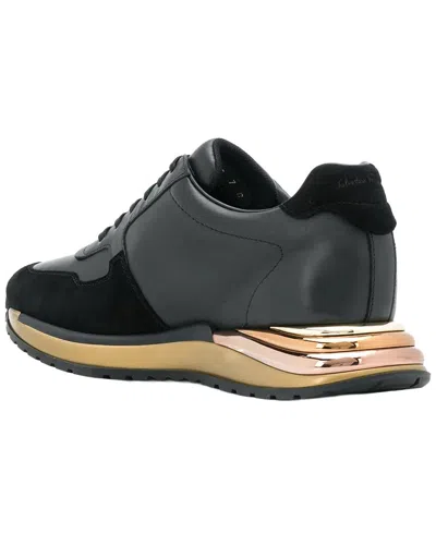 Ferragamo Brooklyn Low-top Leather Sneaker In Gray