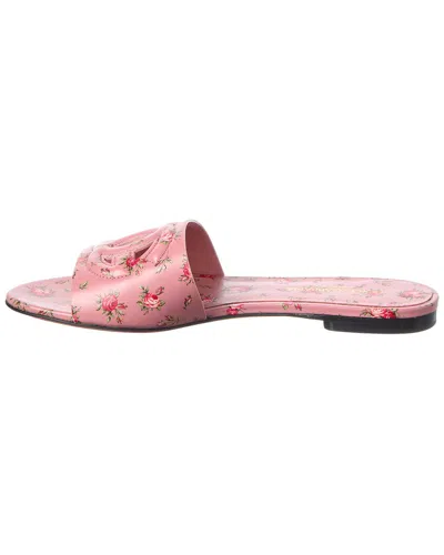 Dolce & Gabbana Dg Interlock Floral-printed Leather Slide Sandals In Pink