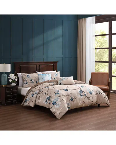 Bebejan 220 Thread Count Blossom Reversible Comforter Set In Neutral