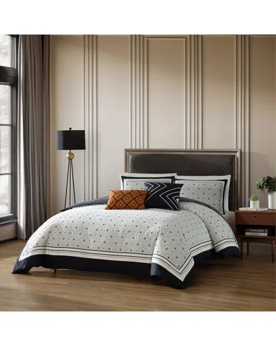 Bebejan 220 Thread Count Geometric Reversible Comforter Set In Neutral